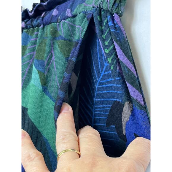 Farm for Anthropologie Women's Small Green/Blue Peacock Print Jungle Boho Pants - Picture 9 of 11